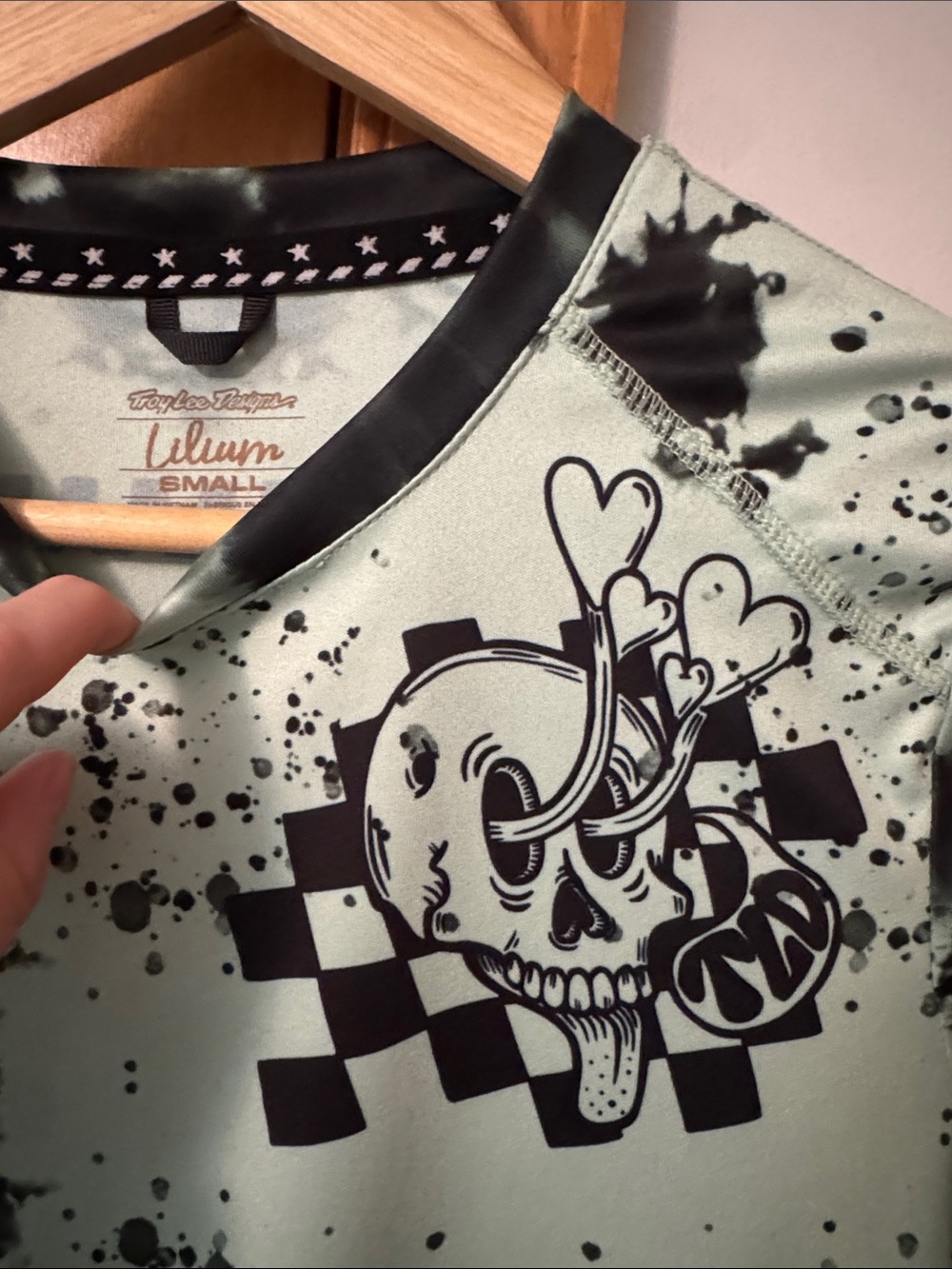 Womens Lilium SS Jersey Gatto Watercolor Black Mint NWOT Small Troy Lee MTB - Picture 2 of 3